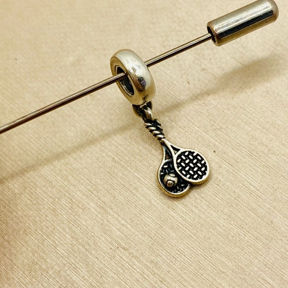 EUC HTF Pandora 791510 Sterling Silver Game Set Match Tennis Sports Dangle Charm - Picture 4 of 9
